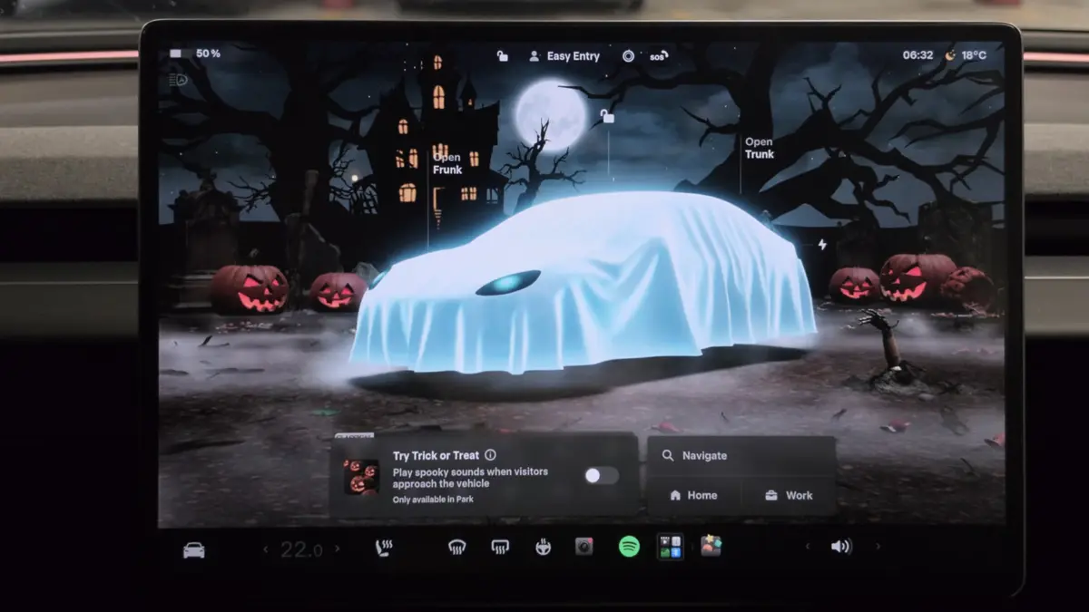 Tesla Transforms Vehicles Into Haunted Houses on Wheels With Spooky 2026.38.3 Halloween Software Update